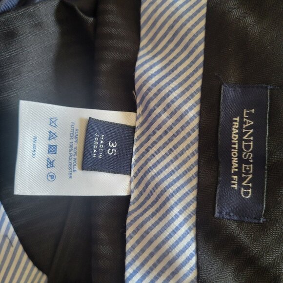Lands' End Traditional Fit Men's Dress Pants 35" Waist 100% Wool Polyester Linin - Picture 4 of 4